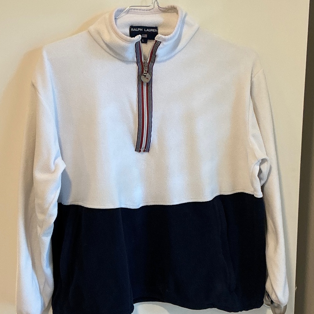 Ralph Lauren White and Navy Half-Zip Pullover